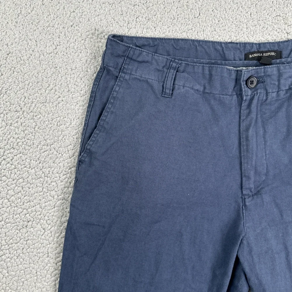 Banana Republic Linen Cotton Pants Men 34x30 Hague Blue Flap Pocket Breathable